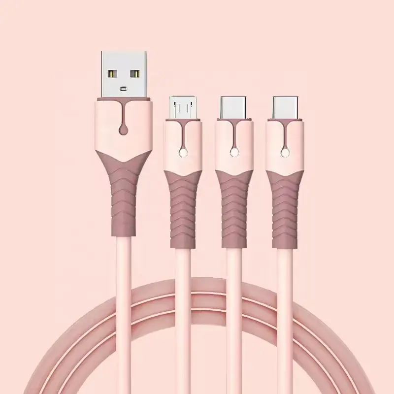 Mayorista Silicona Líquida Macaron Color USB Transferencia de Datos Cable de Carga Múltiples Tipo C Cables de Carga Súper Rápida Para Android