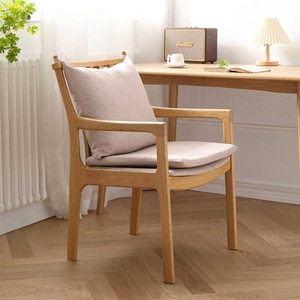 Sillón de madera de roble blanco sólido con cojín suave, silla de comedor de tamaño pequeño, juego de silla de escritorio de estudio y aprendizaje de madera Original - Product Image 1
