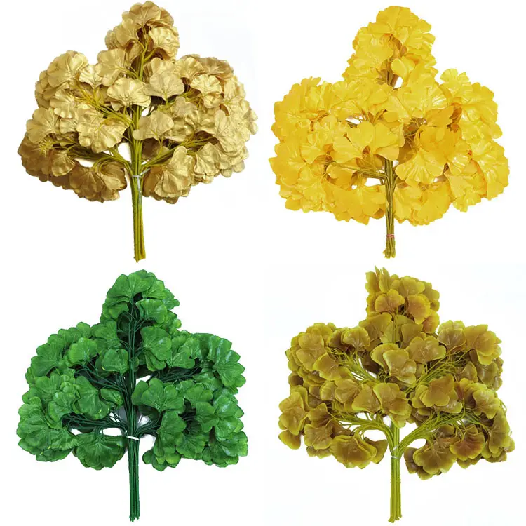 Artificial silk ginkgo tree leaves branches colorful maple tree branch simulation branch