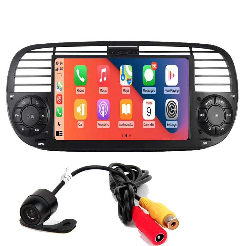 Preço de fábrica Android 11 DSP rádio do carro para fiat 500 GPS Navi WIFI Carplay 3G Controle volante mapa do Google Android Auto