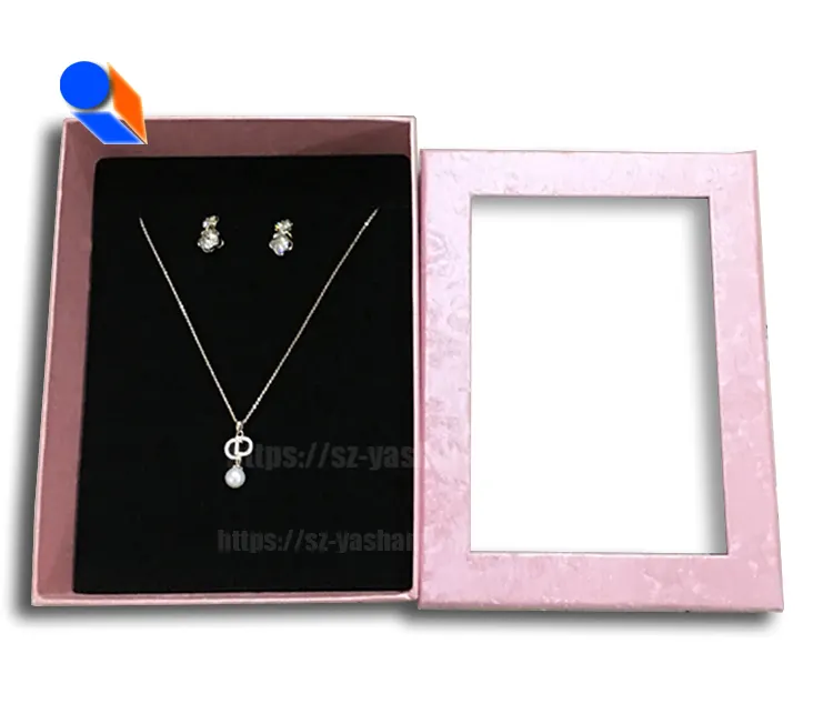 Boîte de bijoux en papier avec logo imprimé, coffret d'emballage personnalisée pour colliers avec fenêtre transparente