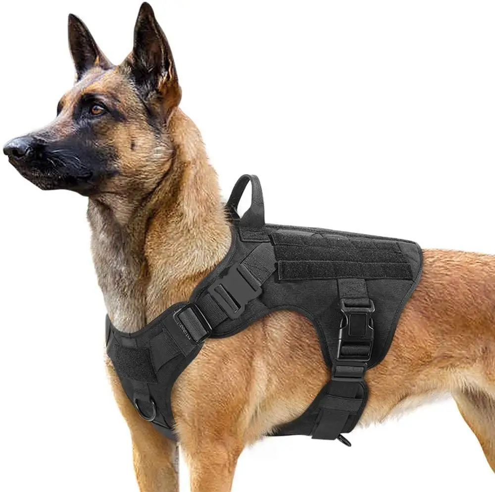 Arnés para perro con asa grande, chaleco sin tirones para mascotas, paneles ajustables, táctico, para entrenamiento, caza y caminar