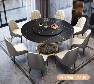 ラウンドダイニングテーブル拡張可能なダイニングテーブルダイニングテーブルセット椅子4脚 - Product Image 3