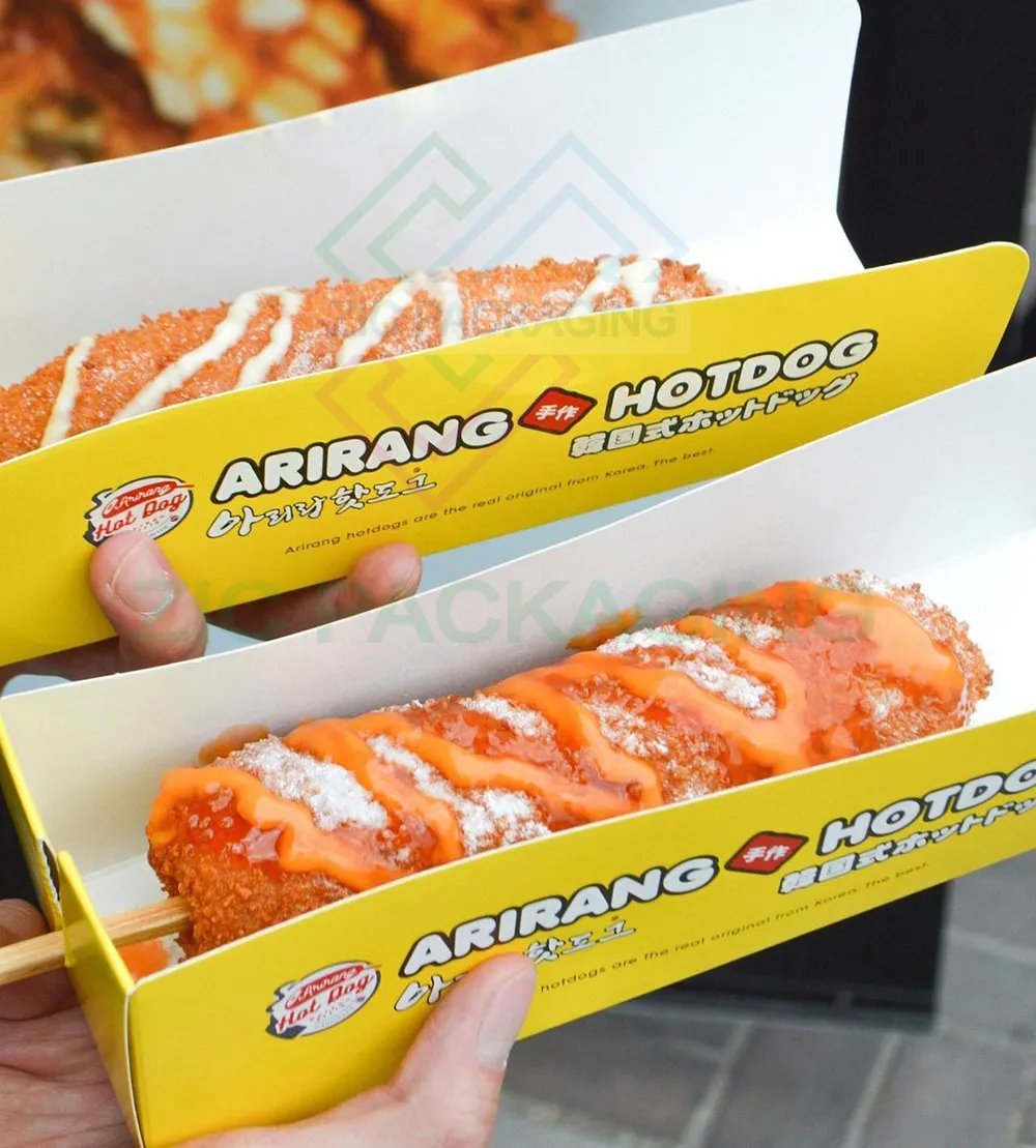 Nhà Máy Bán buôn giá Hàn Quốc Hotdog mix Hot Dog Nồi chiên để đi Khay hộp cho hotdog