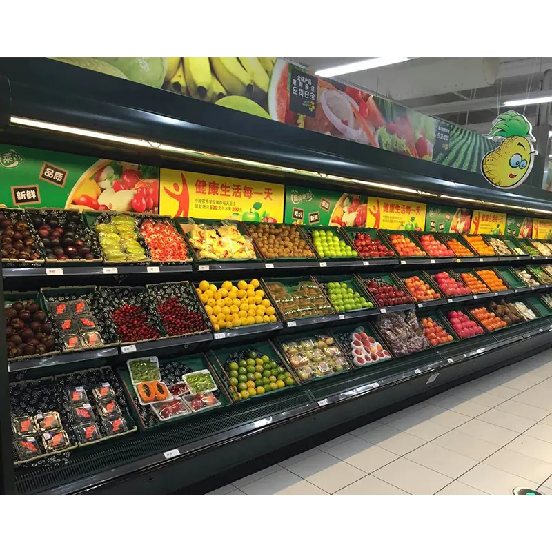 Réfrigérateur ouvert réfrigéré de fruits et légumes de Multideck de congélateur de réfrigérateur de supermarché