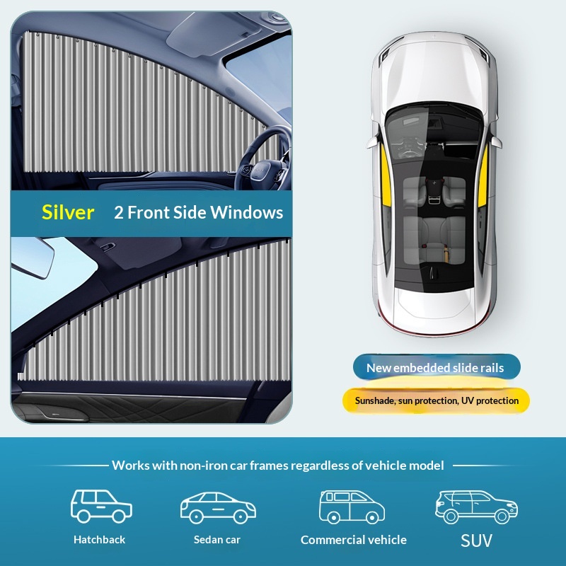 Juego de 2 cortinas parasol empotradas con riel deslizante