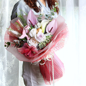 กระดาษห่อดอกไม้ผ้าก๊อซขนาด50ซม. * 3ม.,ผิวเคลือบมุกสำเร็จ