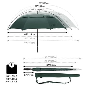 定制标志印花高尔夫雨伞，带双顶篷高品质防风自动开启2层紫外线印花广告 - Product Image 5