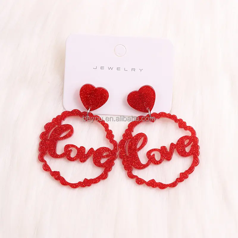 DST Inspiration Acrylic Love Earrings Red Lips Rose Flower Earrings Simple Ear Jewelry Women's Earrings