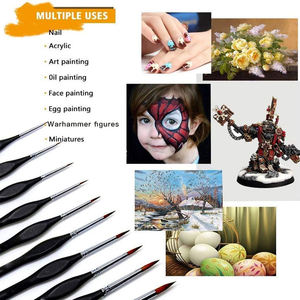 Set of 10 Micro Paint <strong>Brushes</strong> with Triangular Nylon Handles for Chinese Painting on Acrylic Watercolor Crafts Models - Product Image 3