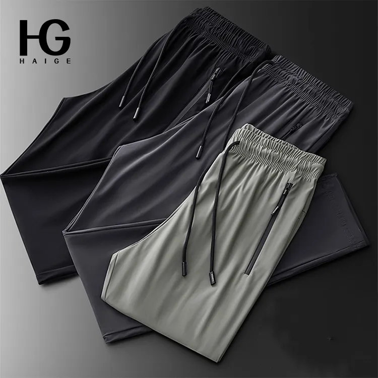 Nouveau style de pantalons de gymnastique en soie de glace pour hommes logo personnalisé pantalons décontractés respirants pour hommes pantalons de sport de survêtement de fitness pour hommes