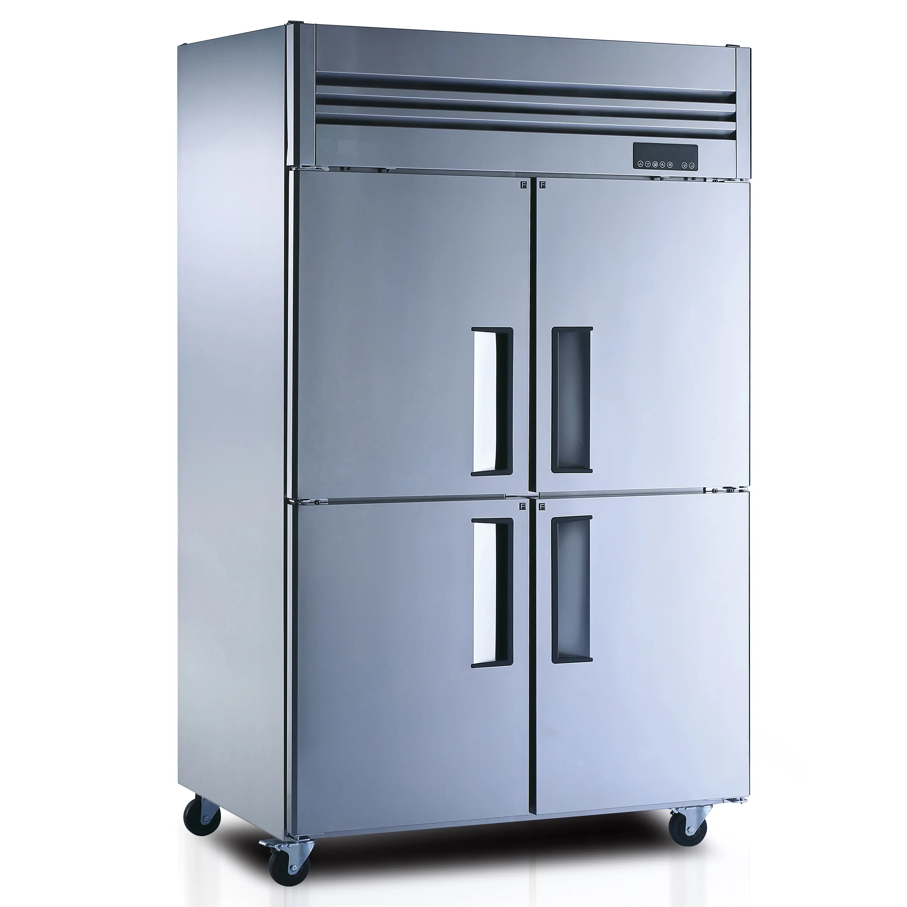 Arriart kulkas vertikal Stainless Steel, peralatan dapur memanggang komersial empat pintu, kulkas Stainless Steel