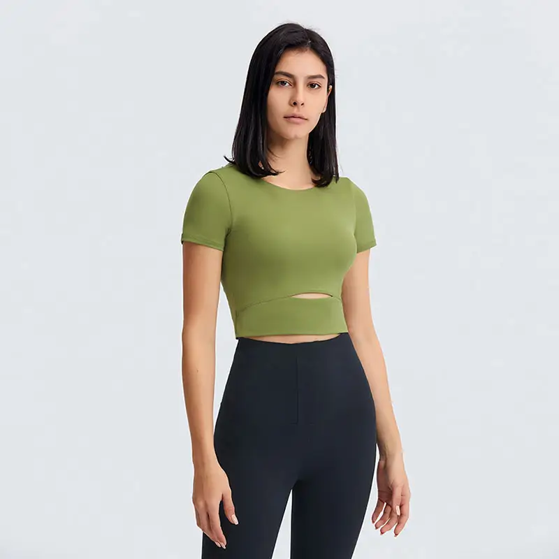 T-shirt yoga dimagrante personalizzata con pettorale abbigliamento moda donna running sports fitness wear abbigliamento allenamento top