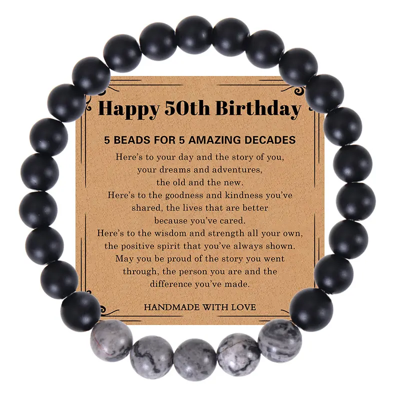 30/40/50/60/70/80 anni braccialetto di carta mappa naturale pietra biglietto di auguri braccialetto regalo di compleanno
