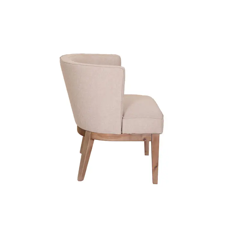 Silla de madera de tela Beige de alta calidad directa de fábrica, silla de comedor, silla de un solo brazo de madera