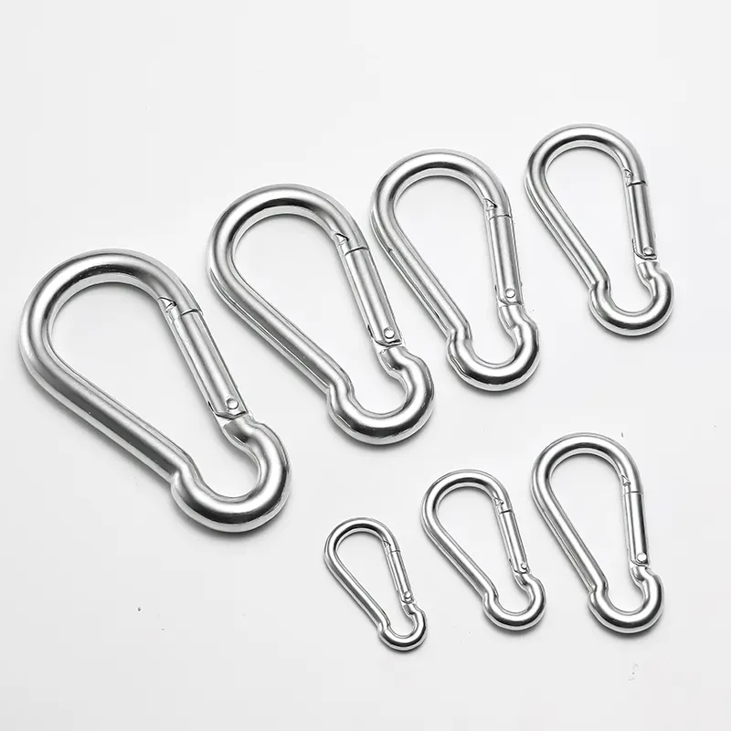 JRSGS Carabiner Stainless Steel 304/316/besi DIN5299C kait jepret pegas klip Carabiner kait pengangkat