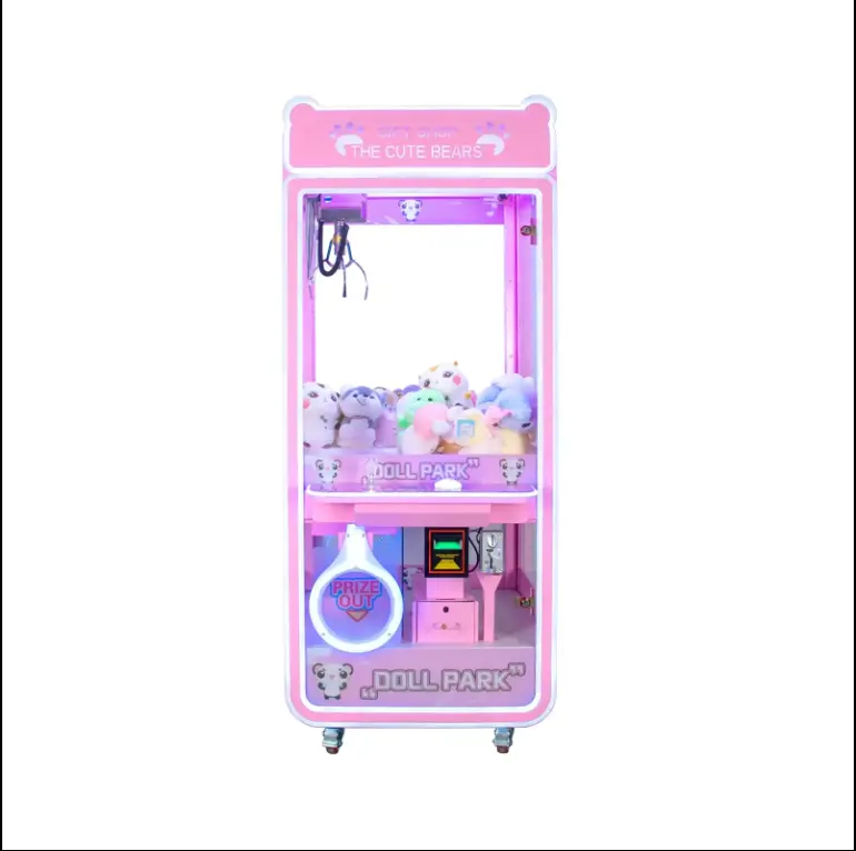 Muz arazi Anime ucuz pençe makinesi Arcade bebek makinesi klip oyuncak jetonla çalışan video oyunu mini bebek makinesi