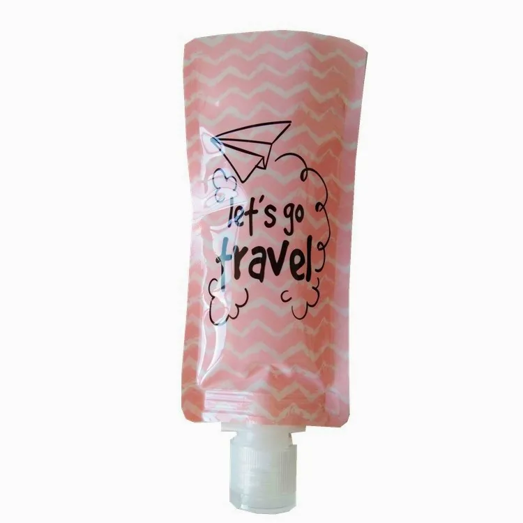 Custom Full Print Flip Cap 30ml 50ml Liquid Cream Lotion Cosmetic Plastic Bottle Carry on Packaging Bag Refillable Spout Pouch