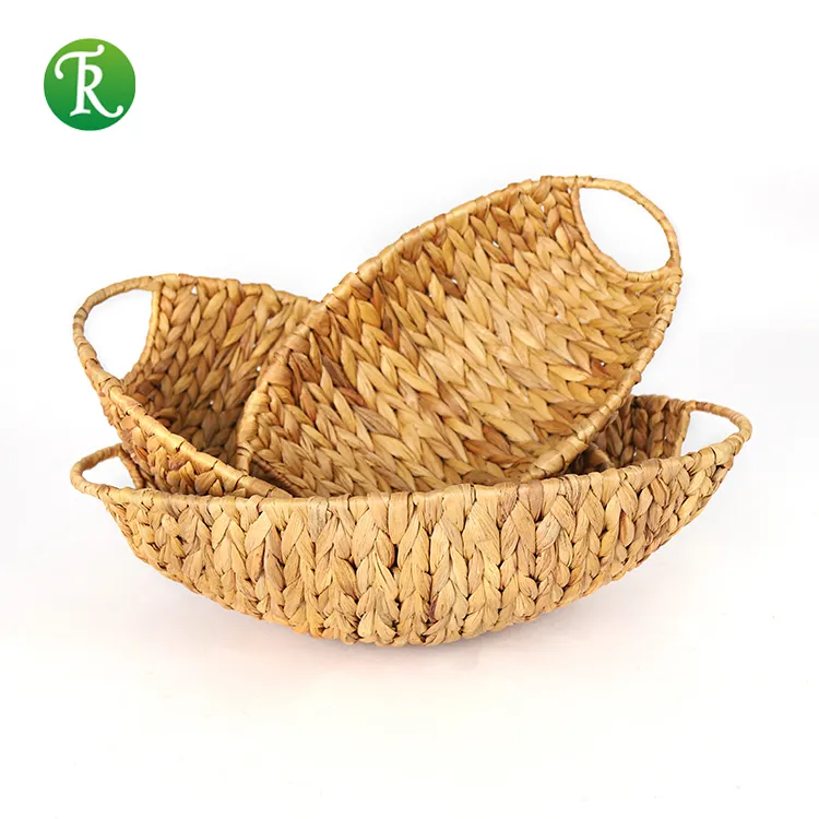 Cesta de Estilo Vintage tejida a mano para frutas y alimentos, cesta de almacenamiento tejida para algas marinas, Juego de 3