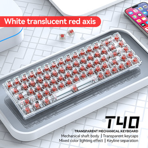 Elegante Teclado retroiluminado para juegos con cable, Teclado mecánico transparente de 68 teclas para ordenador portátil, teclado portátil