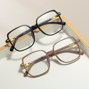 Estilo coreano Cyber Celebridade Flat <span class=keywords><strong>Glasses</strong></span> Grande Quadro Quadrado Anti-Blue Light Miopia Óculos para Mulheres Homens Trendy Frosted Cafe - Product Image 2
