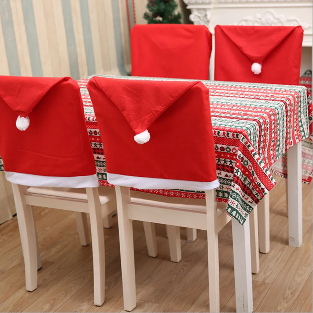 Christmas Chair Covers Santa Hat Christmas Dining Chair Cover,Used to Decorate Restaurants,Kitchens,Weddings,Ceremonies,Banquets