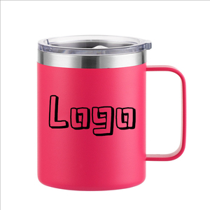 12oz Custom Double Wall Camping Stainless Steel BPA Free Powder Coated Insulated Coffee Travel Mug With Handle - Product Image 4