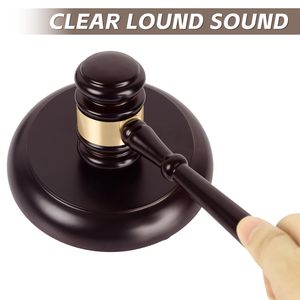 レトロなスタイルの多機能木製ハンマーウッドジャッジ小槌オークションコート小槌木製小槌とサウンドブロックセット - Product Image 4