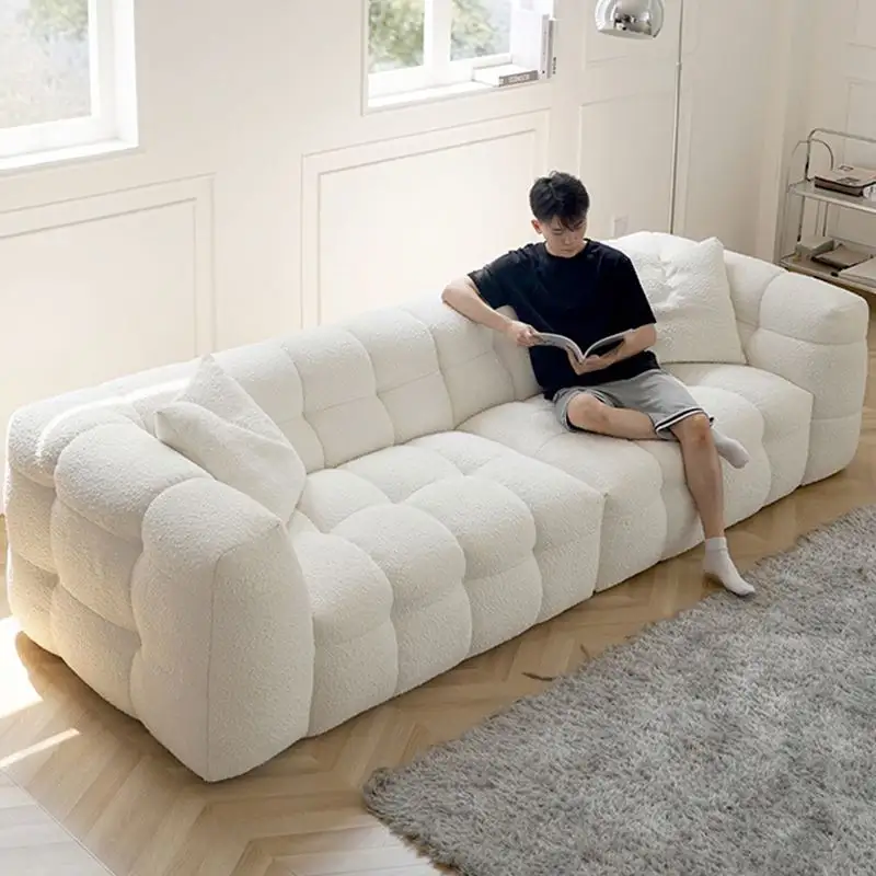 Modern Simplicity divano a tre posti in tessuto artistico mobili da soggiorno divano per Reception dell'hotel divano in tessuto di lana di agnello