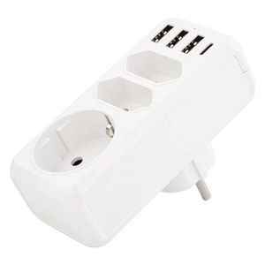 高品质欧盟标准USB C扩展器墙壁电源插座4端口充电多功能条形电压扩展插座 - Product Image 5
