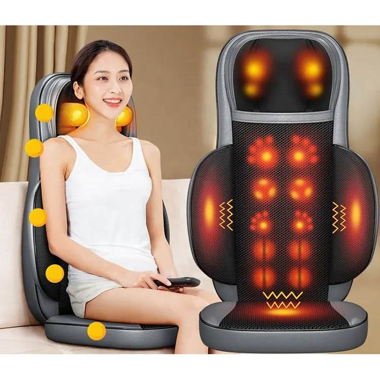 Corpo inteiro Shiatsu Massage Chair Back Pain Relief Seat Luz Vermelha 3D Amassar Massagem Almofada Para Home Office Cadeira Assento de carro