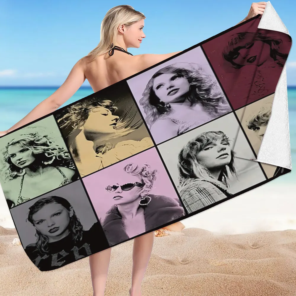 2024新しいマイクロファイバービーチタオルテイラーポスタースウィフトポスター人気の女性歌手ポスター印刷カスタム速乾性ビーチタオル