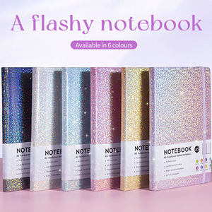 Custom Logo A5 Glitter <strong>Notebook</strong> Soft Cover 192 Pages PU Notepad <strong>Elastic</strong> Band <strong>Notebook</strong> <strong>with</strong> Pen Holder Diary Strap <strong>Notebook</strong> - Product Image 3