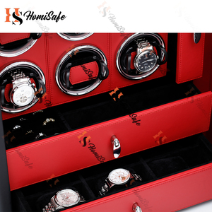 Rotatori automatici 3v DC scatola di legno 6 pelle di lusso orologio Winder sicuro