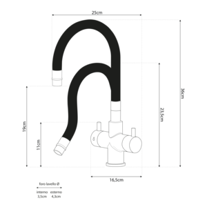 Shurity rắn Dưới Cửa sổ nhà bếp vòi nước-Italy nguồn gốc mô hình 330957-cu 4 cách - Product Image 2