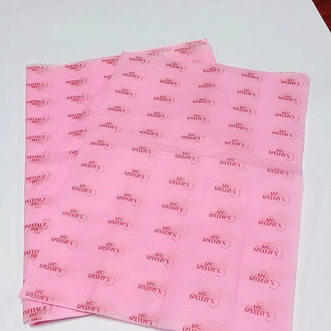 고품질 도매 분홍색 티슈 페이퍼 주문 포장지 인쇄된 로고 17 gsm 포장지