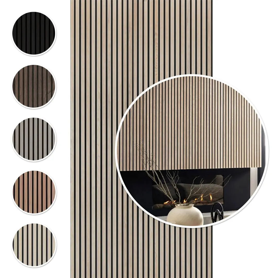 Akupanel Panel de listones de madera de roble insonorizado de pared con paneles acústicos de iluminación para paneles de paredes de sala de música