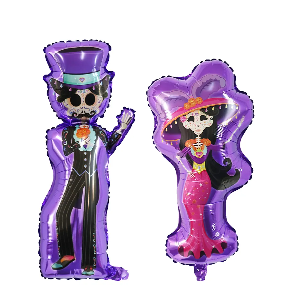 CYmylar nuevo diseño Halloween azúcar calavera globo fantasma esqueleto cráneo helio globo para decoración de fiesta de Halloween