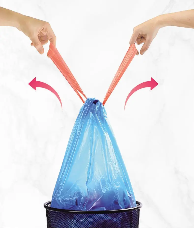 75ピース/バッグ廃棄物バッグポータブル自動閉鎖厚くキッチンプラスチックゴミ袋