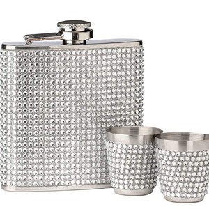 Xách Tay 6Oz Kim Cương Rhinestone Studded 304 Thép Không Gỉ Whiskey Rượu Rượu Cup Hip <span class=keywords><strong>Flask</strong></span> - Product Image 4
