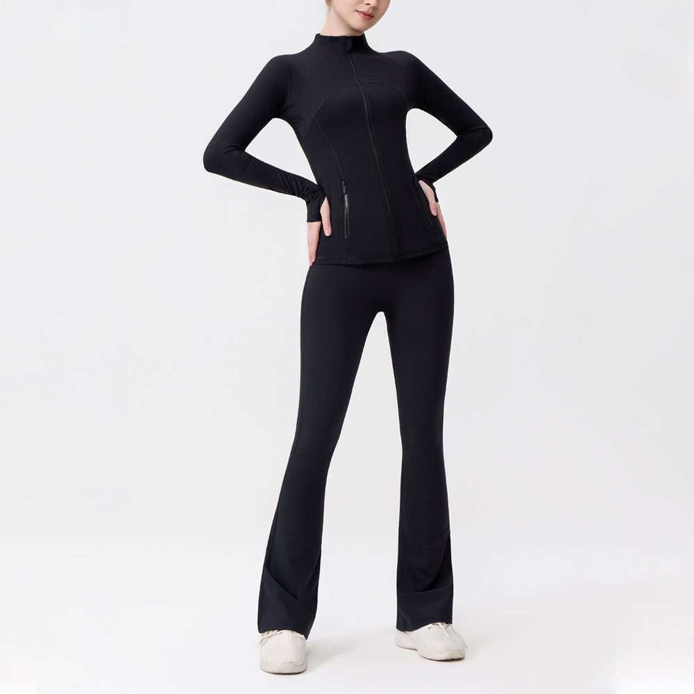 Black Jacket+Flare Leggings