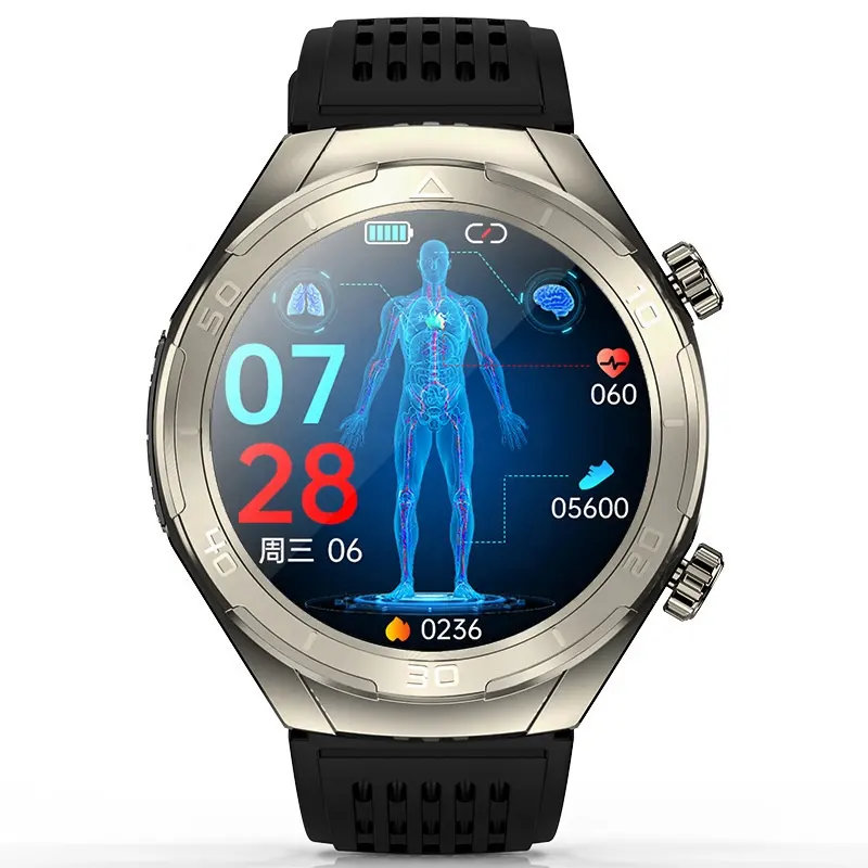 Montre intelligente détection ECG CES graisse sanguine acide urique 1.46 pouces 360*360 charge sans fil hommes Smartwatch Bluetooth appel santé