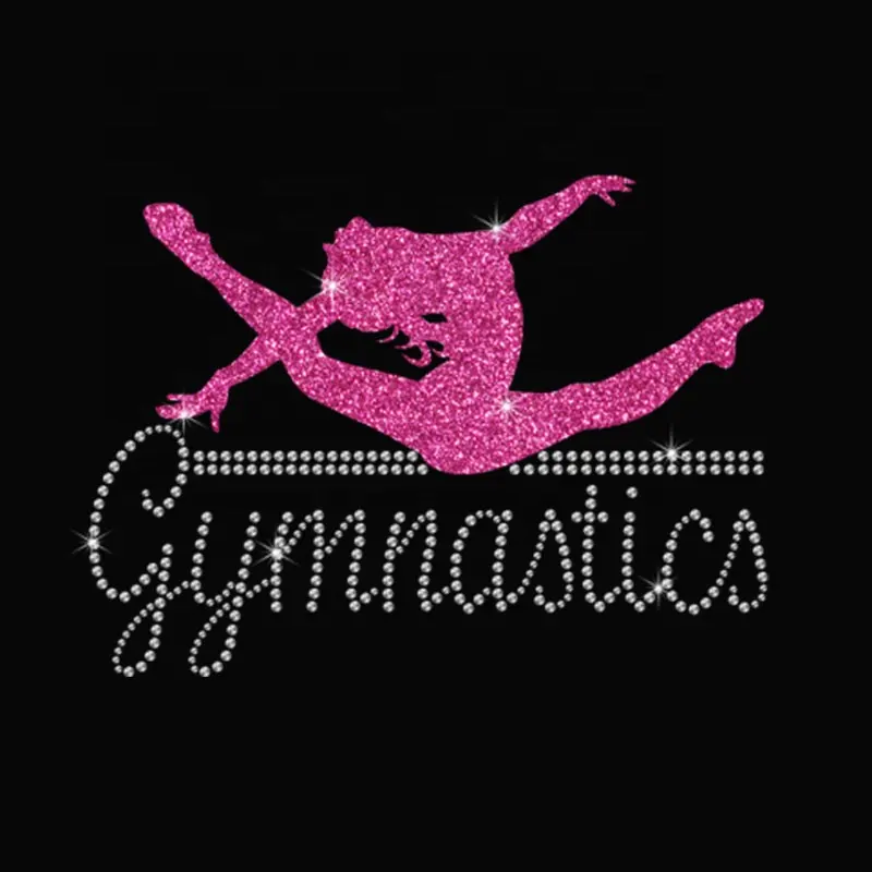 Ginnastica glitter trasferimento del rhinestone, commercio all'ingrosso stilista strass ferro ons