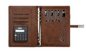 Business 8000mAh Power Bank Tagebuch planer Leder Notebook mit Taschen rechner Stift USB Flash Disk 2 in 1 Ladekabel Typ C USB A. - Product Image 2