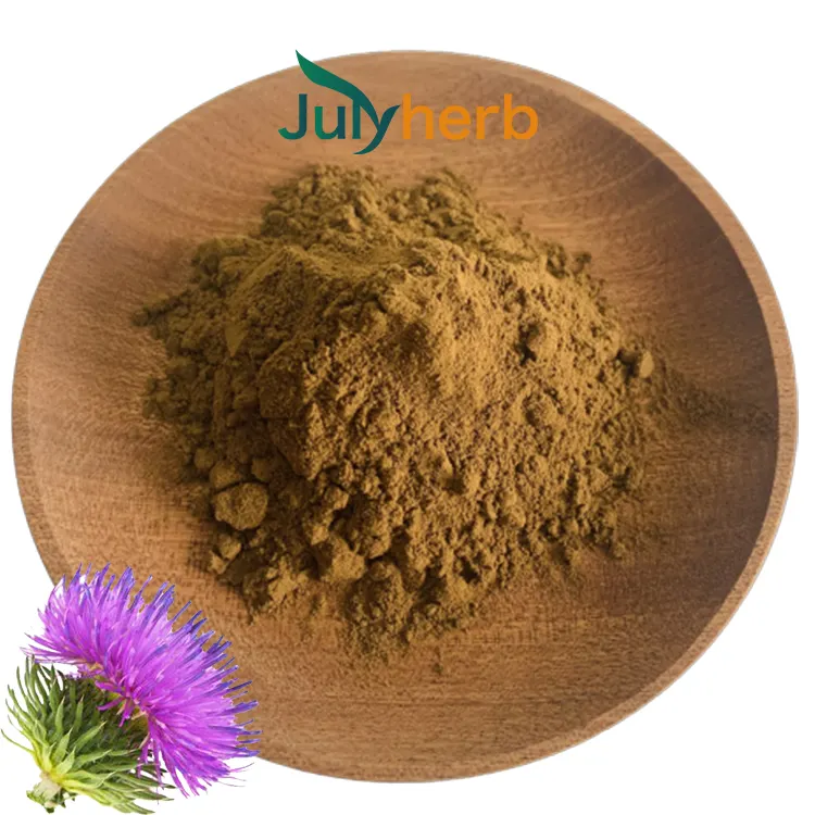 Julyherb ISO-zertifiziertes hochwertiges Milchdistel-Extrakt 80% Silymarin-Pulver 40% 80% Milchdistel-Extrakt-Pulver Silymarin