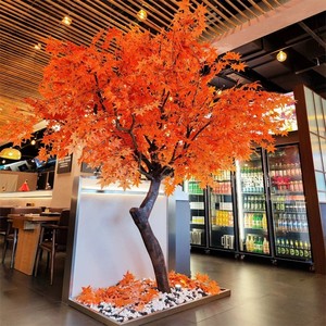 High-Level Real Wood <strong>Trunk</strong> Realistic Glass Artificial <strong>Red</strong> Maple Tree for Indoor and Outdoor Decoration - Product Image 1