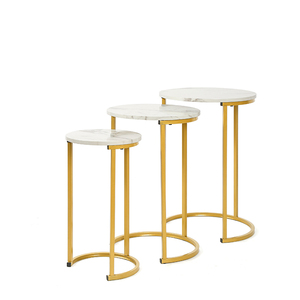 Set of 3 High Gloss White Marble Gold Legs <strong>Nesting</strong> <strong>End</strong> <strong>Tables</strong> Cheap Coffee <strong>Table</strong> Set Round Wood Stacking Side <strong>Table</strong> Bedroom - Product Image 5