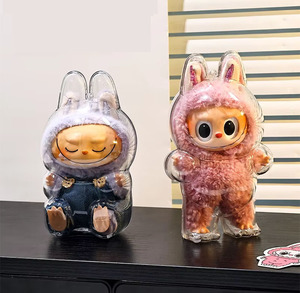กล่องเก็บของเล่นแช่แข็งพลังงานขนาดใหญ่สำหรับป๊อปมาร์ท labubu เคสพีวีซีสำหรับที่นั่งมอนสเตอร์มาการอง V3กล่องปริศนา