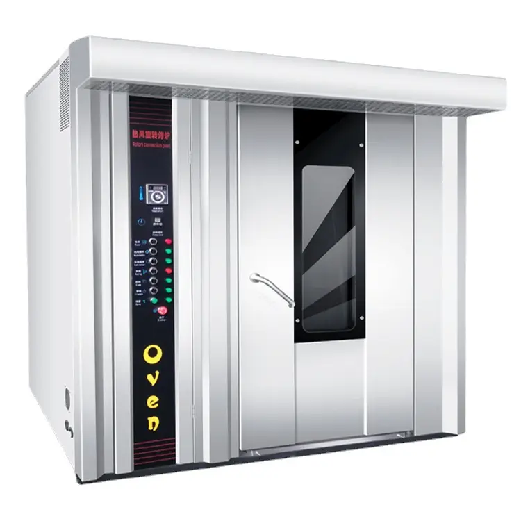 Forno rotativo para plantas de processamento de carne de padaria, rack duplo rotativo