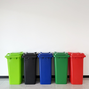 矩形塑料垃圾桶绿色商用垃圾容器带轮子HDPE移动垃圾桶收集 - Product Image 1
